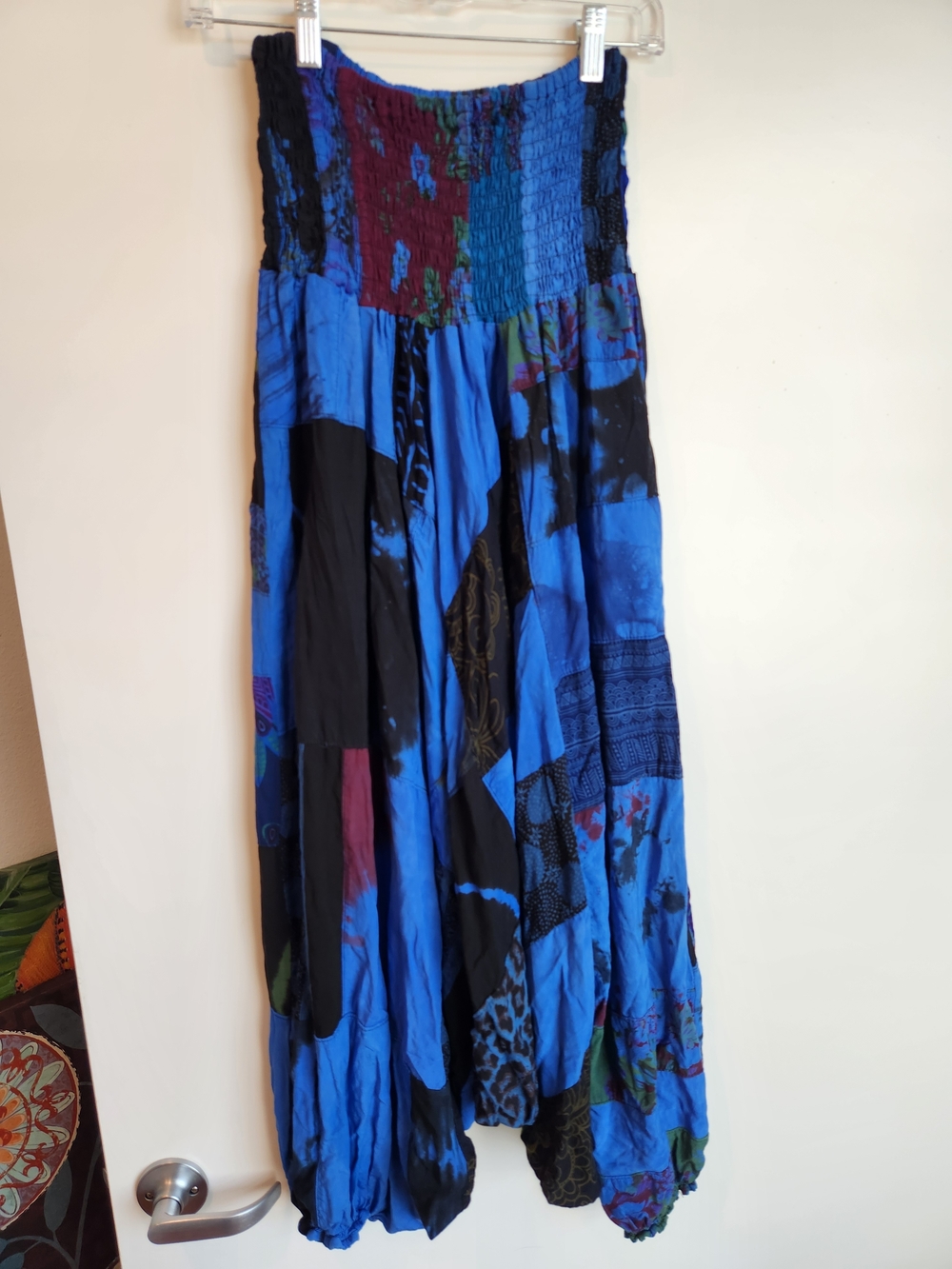 Blue Patchwork Harem Pants - Boho Design Style